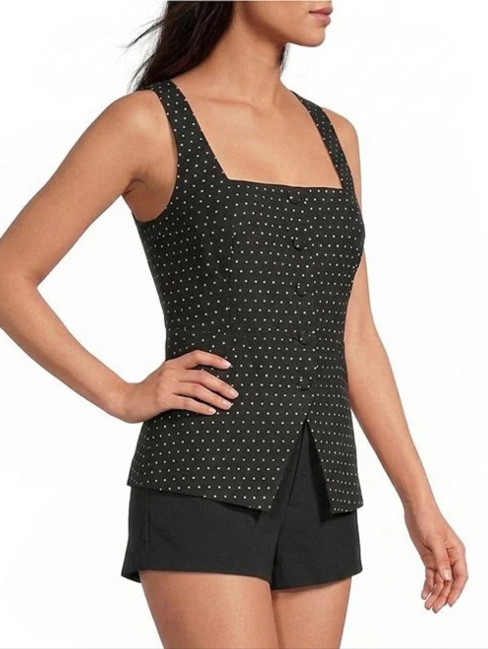 Gianni Bini Polka Dot Linen Vest Top